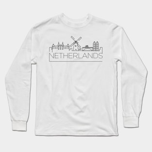 Netherlands Minimal Skyline Long Sleeve T-Shirt